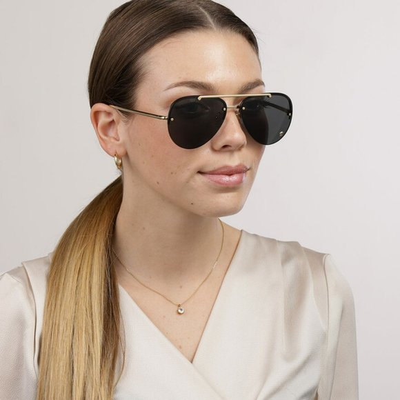 Versace Accessories - Versace VE2231 100287 Sunglasses Aviator Gold Gray Rimless Women
